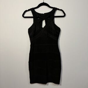 Windsor Black Body Con Mini Dress Mesh Panels Size Small